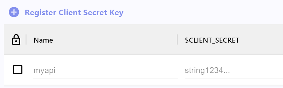 Register Client Secret Key